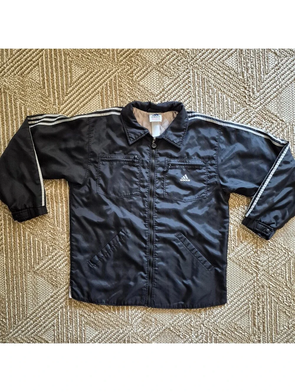 Vintage 90s Y2k Adidas Quilt Lined Chore Jacket Black Utility Block Gorpcore XL